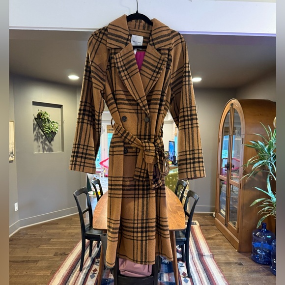 Avec Les Filles Windowpane Plaid Doublebreasted Coat 🧥🖤 - Picture 2 of 5